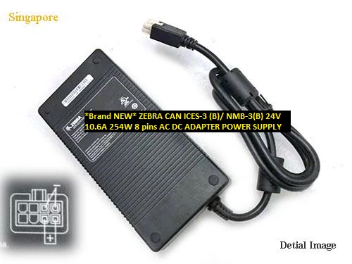 *Brand NEW* 254W ZEBRA 24V 10.6A CAN ICES-3 (B)/ NMB-3(B) 8 pins AC DC ADAPTER POWER SUPPLY